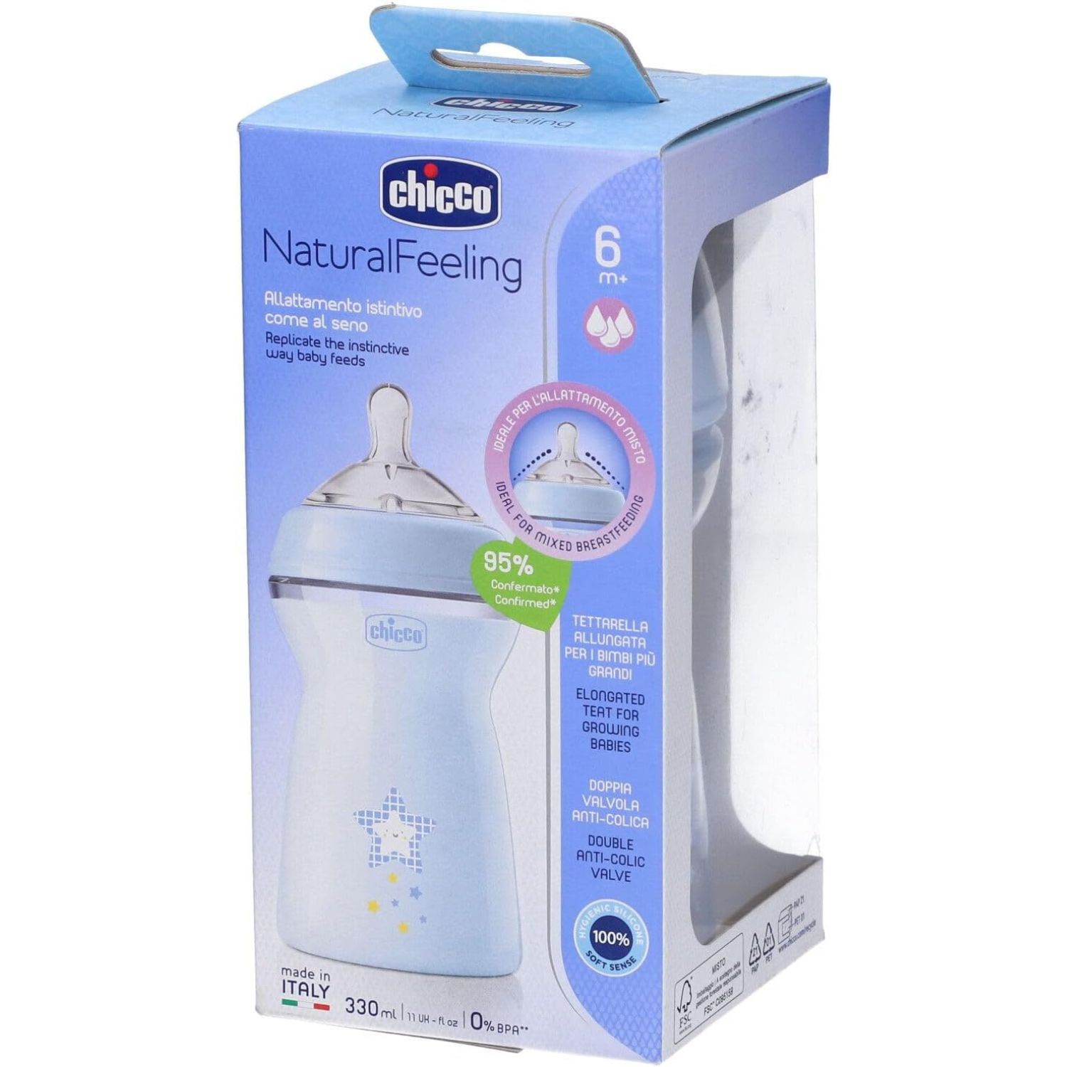 Chicco Natural Feeling Anti-Colic Baby Bottle 6+ Months