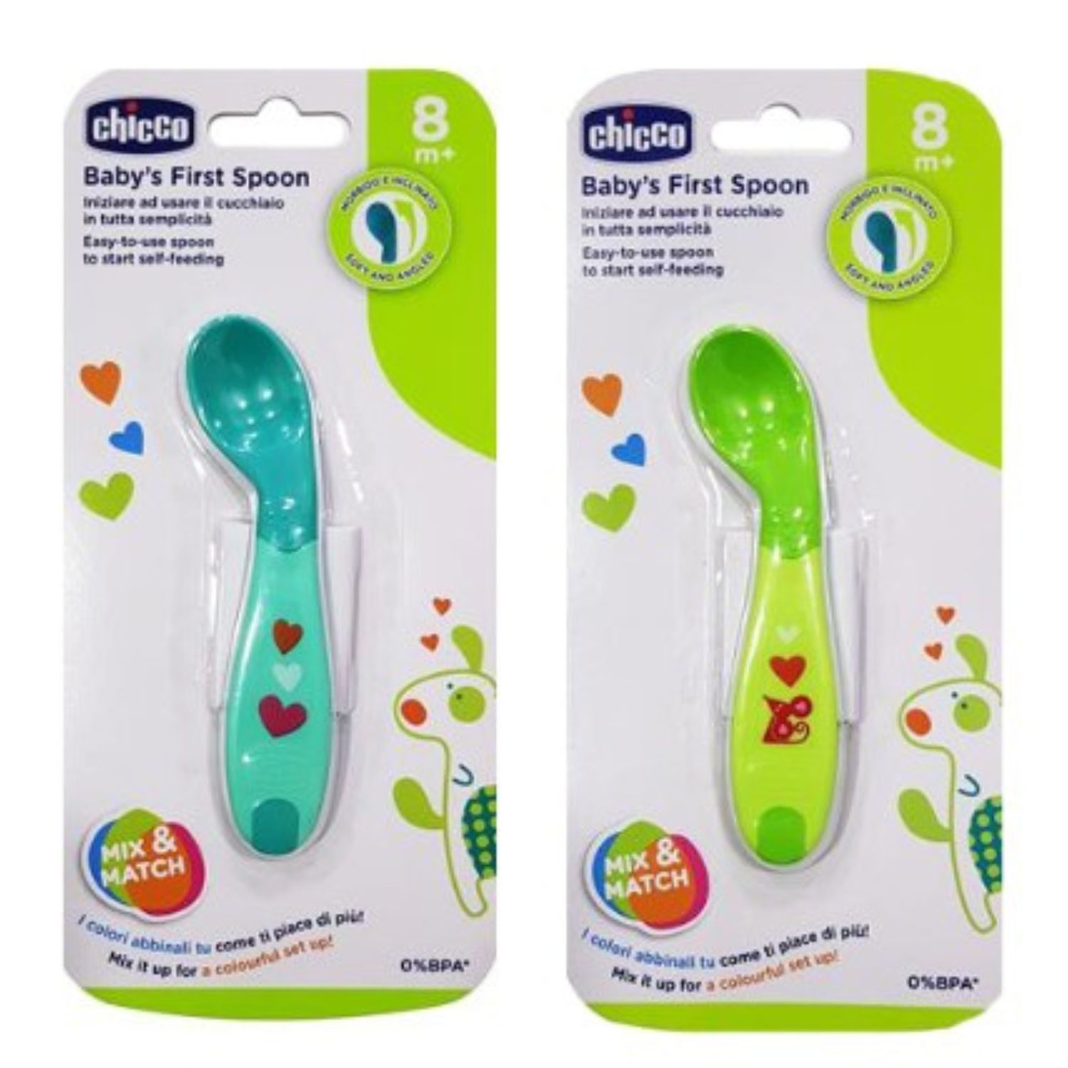 Chicco Baby’s First Spoon – Soft & Angled for Self-Feeding 8M+